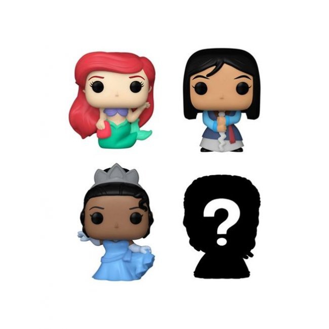 Set de 4 figuras Funko Bitty Princesas Disney Ariel + Mulan + Tiana + Princesa aleatoria