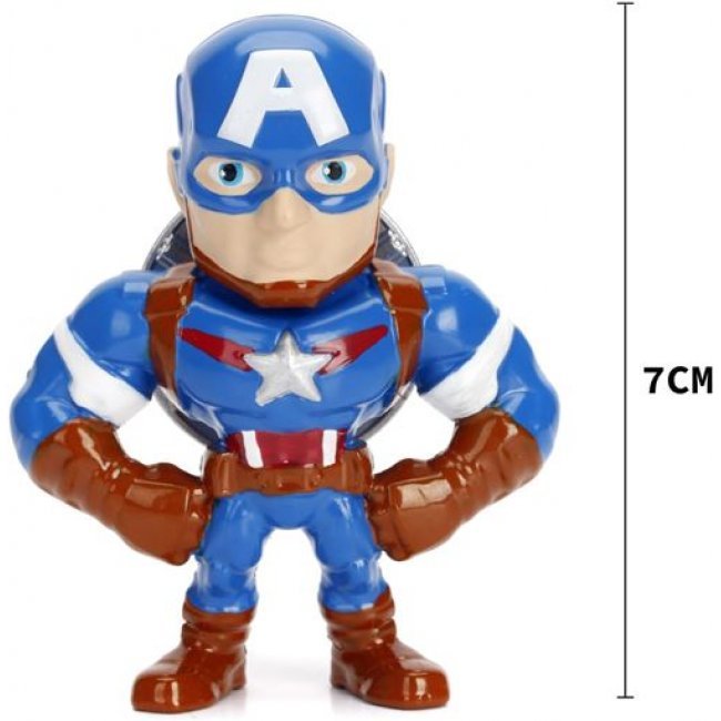 Set de 4 figuras Jada Metal Marvel Los Vengadores Iron Man, Capitán América, Black Panther, Antman 7cm