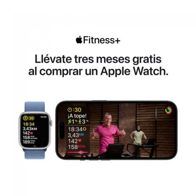 Apple Watch S9 LTE  41mm Caja de aluminio Plata y correa deportiva Azul tempestad - Talla M/L