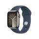 Apple Watch S9 LTE  41mm Caja de acero inoxidable Plata y correa deportiva Azul tempestad - Talla S/M