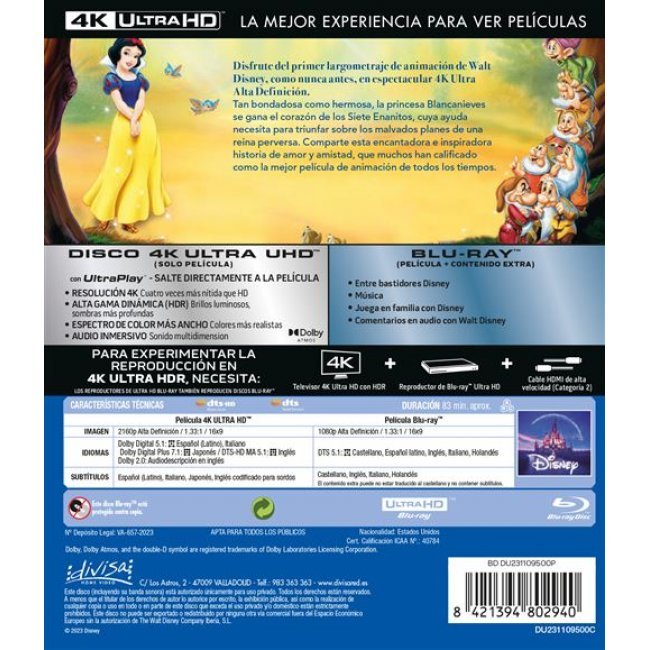 Blancanieves Y Los Siete Enanitos  - UHD + Blu-ray