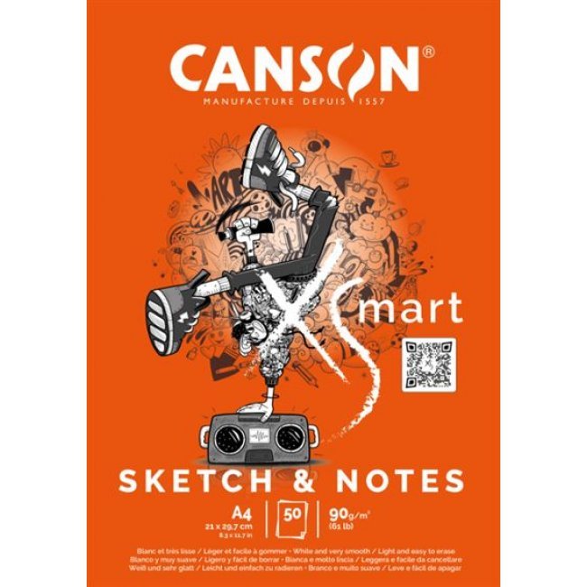 Bloc de Dibujo A4 Canson XSmart Sketch & Notes 50 hojas 90g