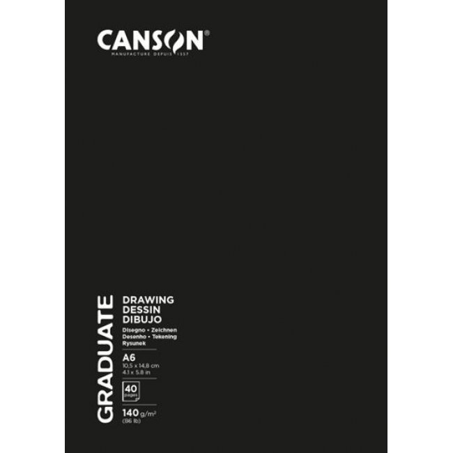 Cuaderno A6 Canson Graduate Sketch & Drawing Fino grapado 10,5x14,8cm 20 hojas 140g