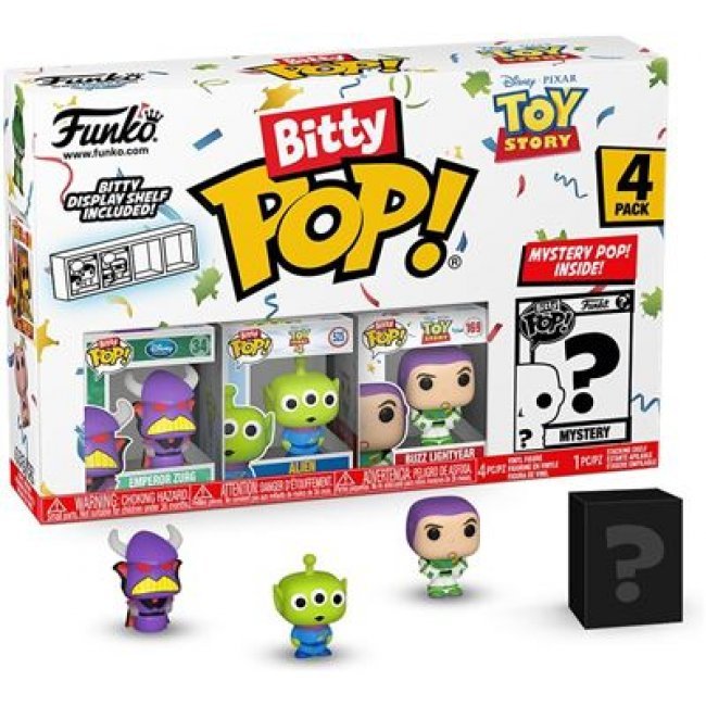 Set 4 figuras Funko Bitty Pop Toy Story Emperador Zurg + Alien + Buzz Lightyear + Figura sorpresa 2cm