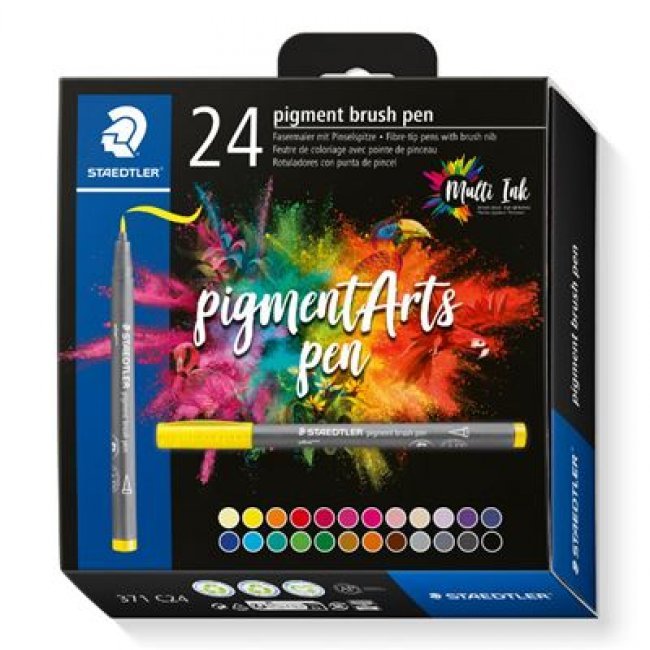 Estuche con 24 rotuladores STAEDTLER Pigment Arts con punta pincel ? varios colores