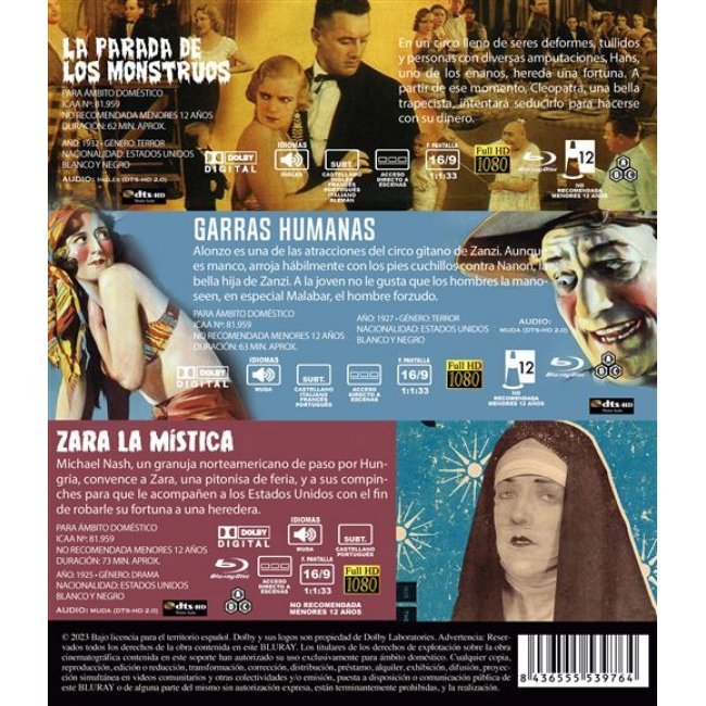 Pack La Parada de los Monstruos + Garras Humanas + Zara la Mística - Blu-ray