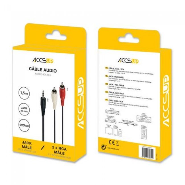 Cable de audio Accsup Jack 3.5mm vs 2RCA 1.5mm