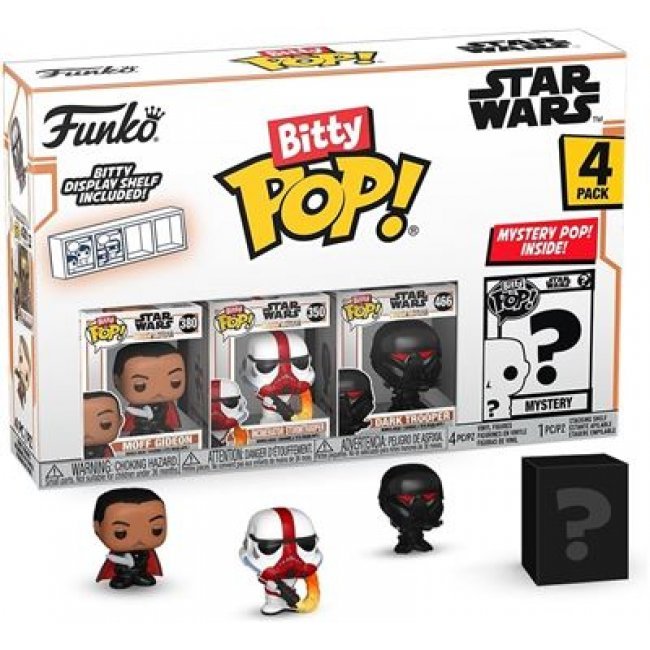 Set 4 figuras Funko Bitty Pop Star Wars Moff Gideon + Incinerator Stormtrooper + Dark Troper + Figura sorpresa 2cm