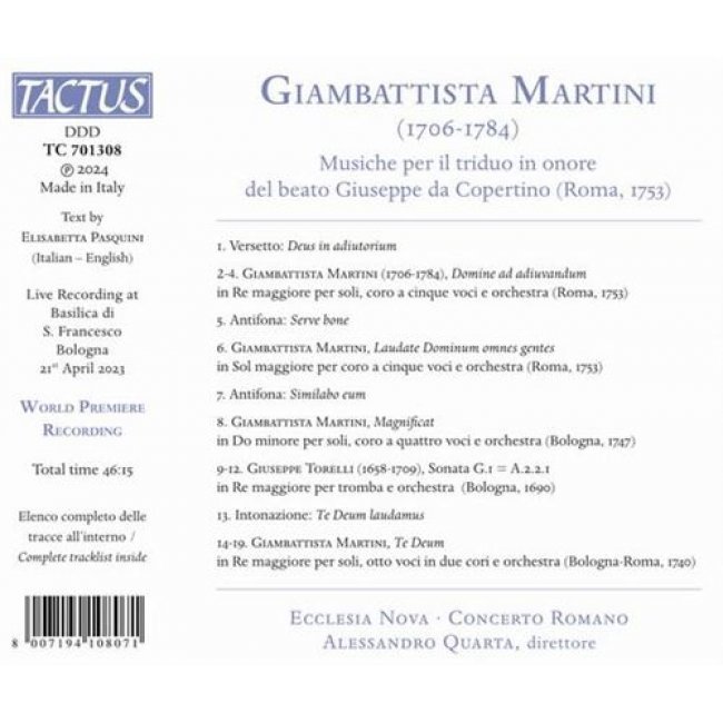 Giovanni Battista Martini: Musique sacrée