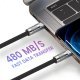 Cable de silicona Icoveri 60W USB-C a USB-C 1,5m Negro