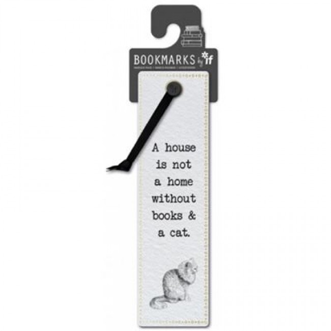 Marcapáginas literario A house is not a home without books and a cat