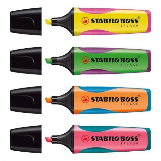 Estuche 4 Marcadores Fluorescentes STABILO Boss Splash